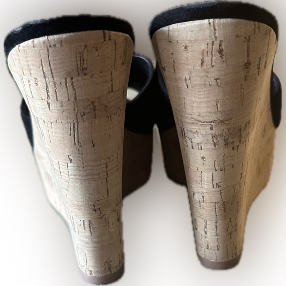 Veronica Beard Suede Cork Wedge Heel Mules - Picture 8 of 11